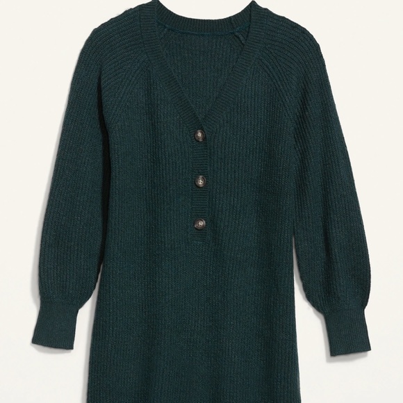 Old Navy | Dresses | Old Navy Long Sleeve Ribknit Mini Sweater Dressblue Green Color